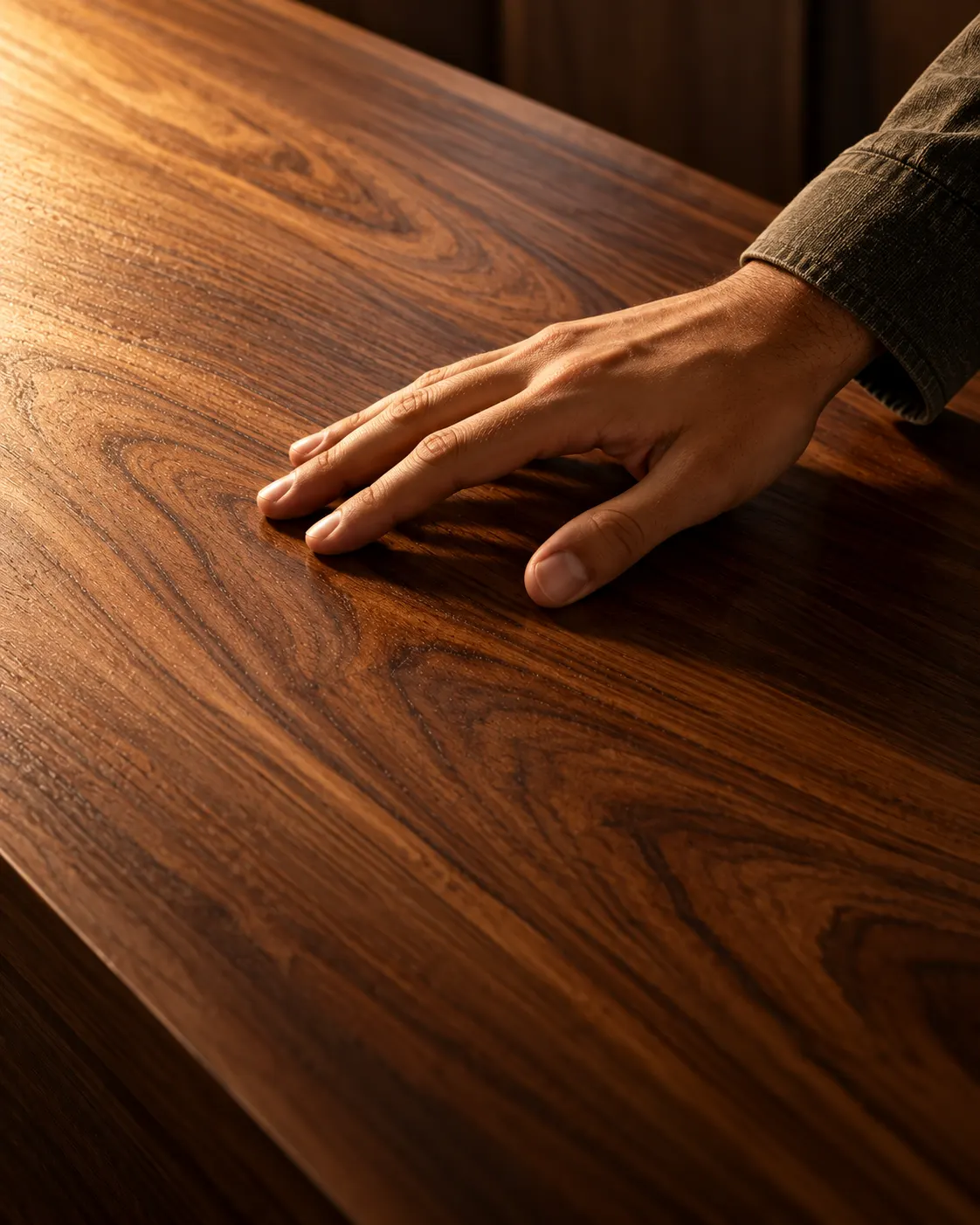 Macro detail of wood grain and board layers
